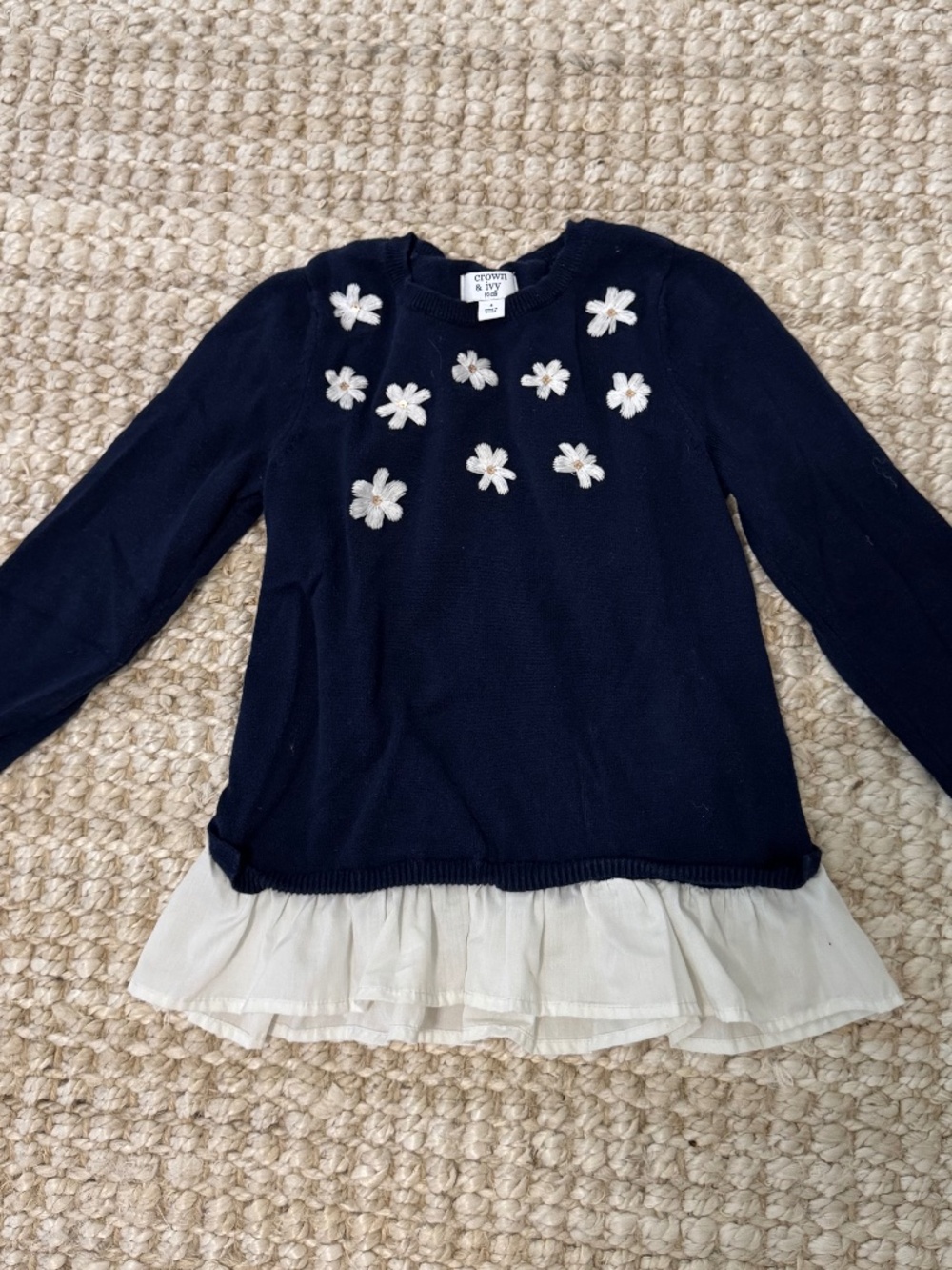 Girls Sweater with Bottom Ruffle Detail